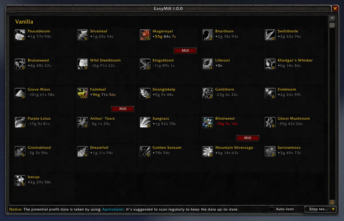 EasyMill milling estimates interface.